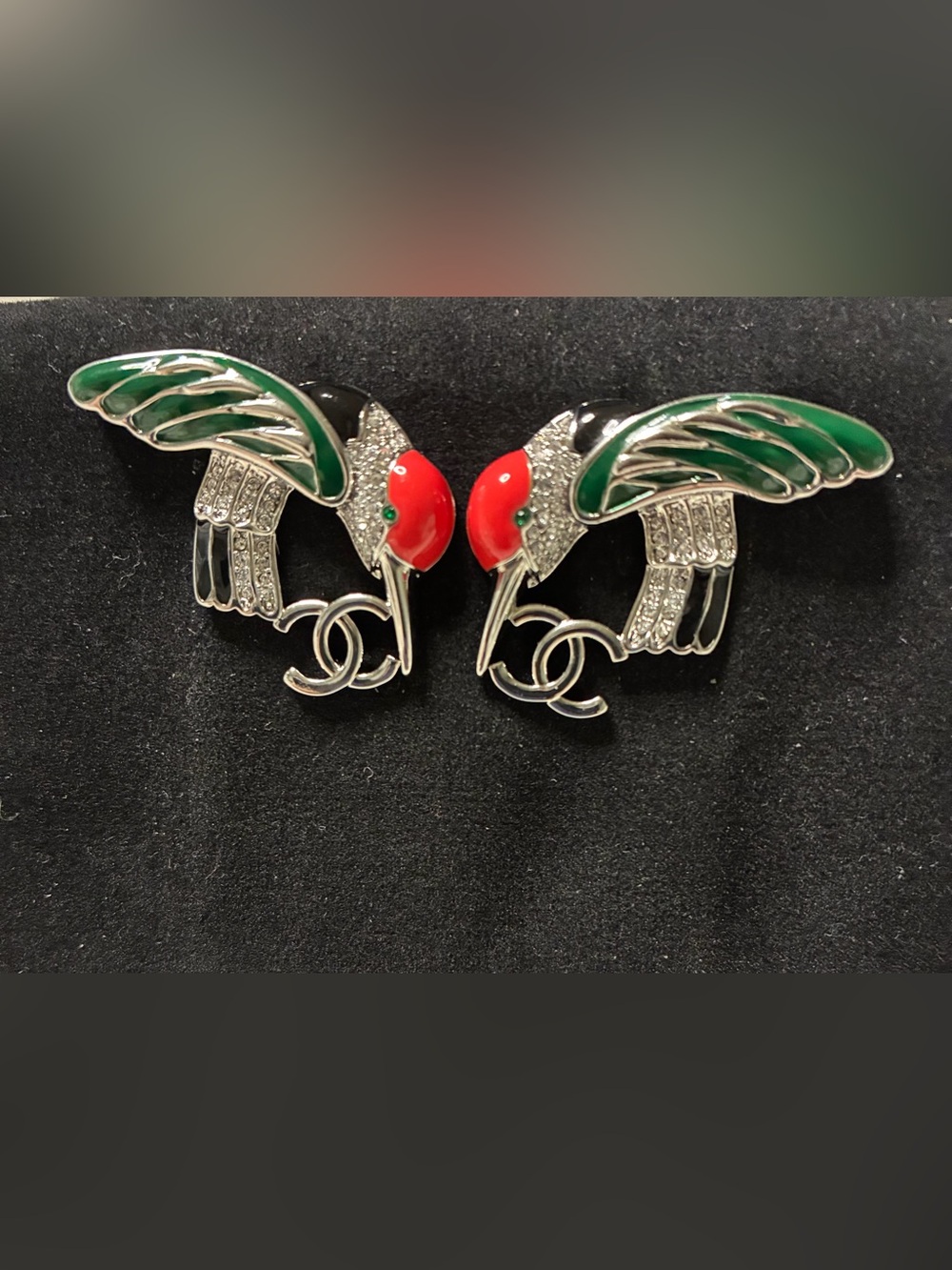 ChaneI 2026 Hummingbird Logo Earrings with Crystal Accents